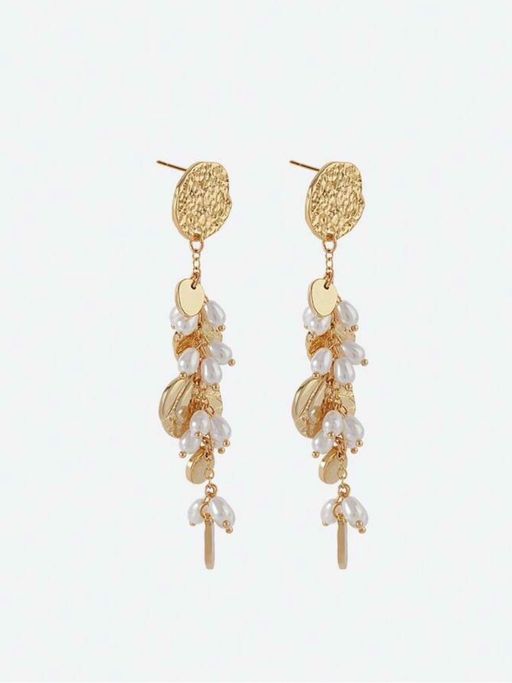 Gold Drop Pearl Cluster Earrings - Women Jewelry - Picture 5 of 7
